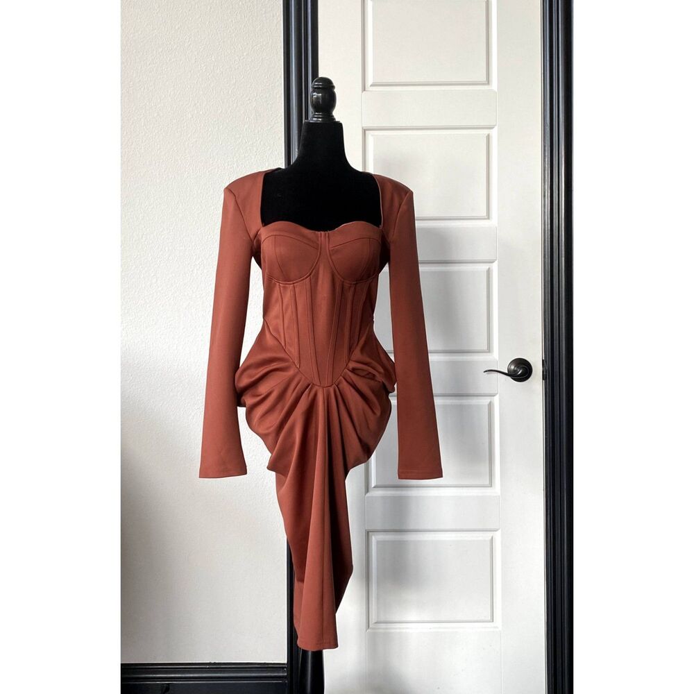 Burgundy Bodycon Long Sleeve Party Dress